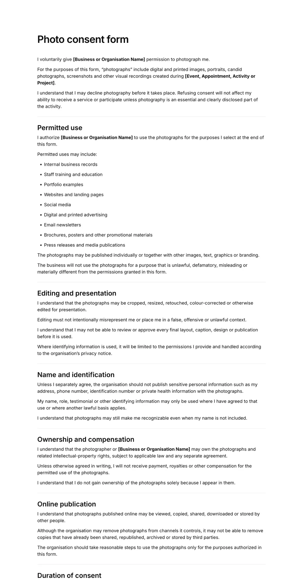 Photo consent form PDF