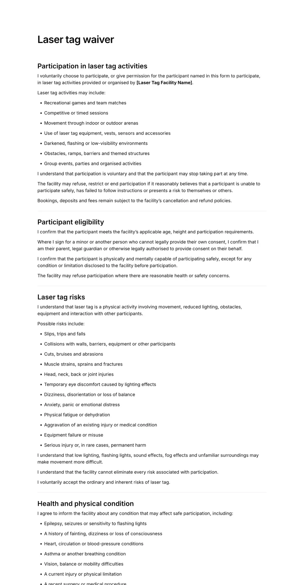 Laser tag waiver PDF